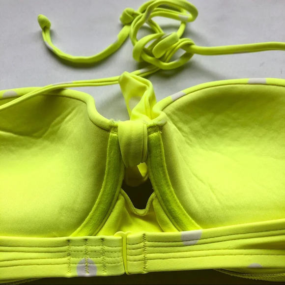 Aerie holly neon yellow polka dot push up bikini swimsuit top 34A - Picture 3 of 4